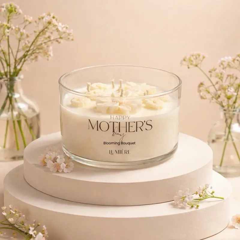 Lumiere Daisy Bloom Blooming Bouquet 24 oz Luxury Soy Candle Mother's Day Gift for Home Decor & Ornaments