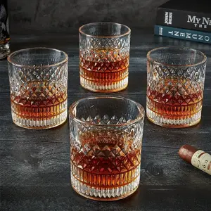 HomeWetBar Crystal Whiskey Glasses Set 4 - Old Fashioned Bourbon Glasses, Elegant Rocks Glasses for Whiskey, Bourbon, and Scotch