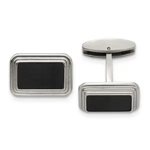 Stainless Steel Men's Cufflinks with Brushed & Polished Black IP Finish  Modern & Durable Design