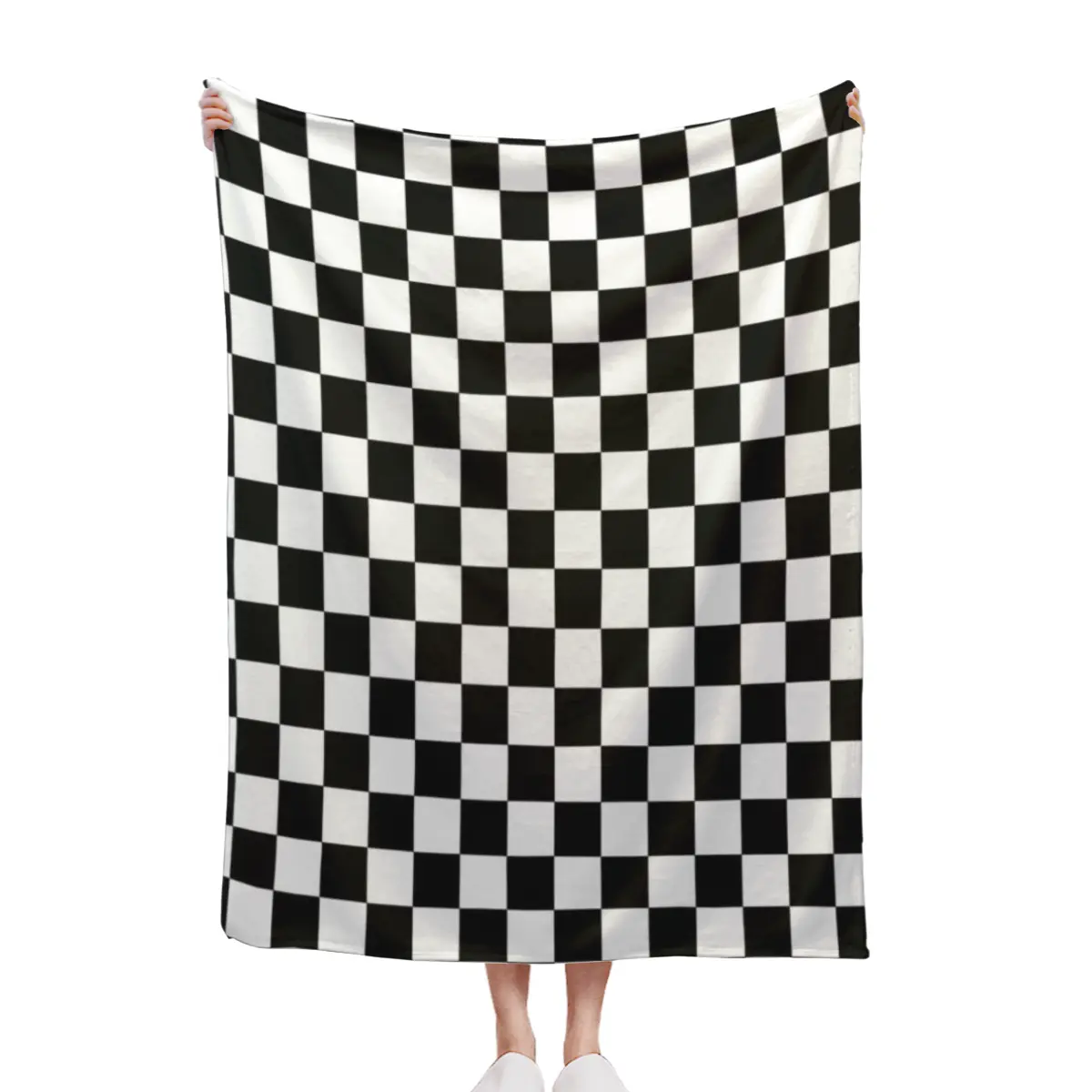 Classic Cozy Plush Texture Flannel Throw Blanket - Black and White Checkerboard Print, 30x40in, Multi-Size, All Seasons Warm Lightweight Durable Textile, Couch Bed Use, Couples Modern Living Room Decor Blanket