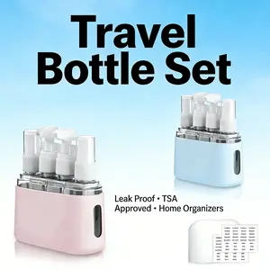 Travel Bottles, Compact and Portable Leak Proof Containers for Toiletries, Tsa Approved Airplane Accessories Kit, Liquid Storage with Labels, Home Organizers, Makeup Container Set