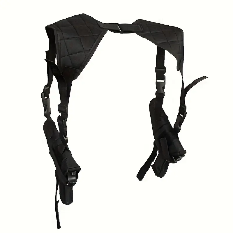 Adjustable Shoulder Holster, Unisex Tactical Double-Pull Rig with a Leather Pouch and Nylon Straps for Outdoor Concealed Wear, Nylon Shoulder Bag, Fast Draw Access, Outdoor Carry, Tactical Accessories, Secure Strap Hold, Ambidextrous, Equipment