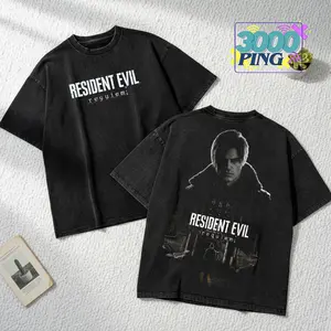 Resident Evil Requiem Vintage Wash Hoodie, Leon Kennedy Graphic T-Shirt, Survival Mystery Gamer Merch, Retro Acid Wash Sweatshirt, Cinematic Dark Aesthetic Fan Gift, Tank Top, Unisex Cotton Apparel