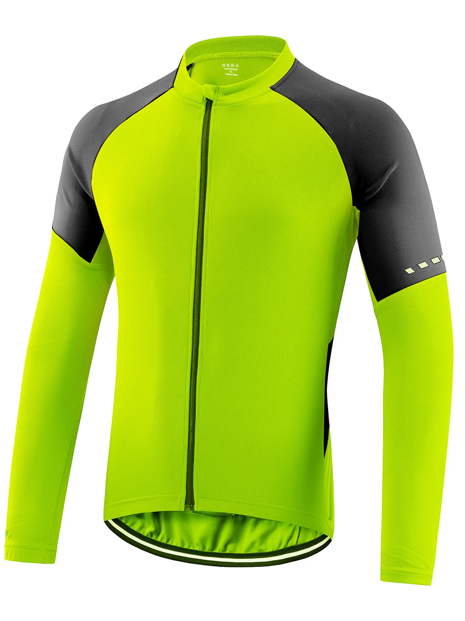 Men’s Slim Fit Long-Sleeve Sports Top - Full Zip Front Color-Block Design, Anti-Slip Quick-Dry Mesh Breathable Fabric, Ideal for Outdoor Fitness, Cycling Workouts
