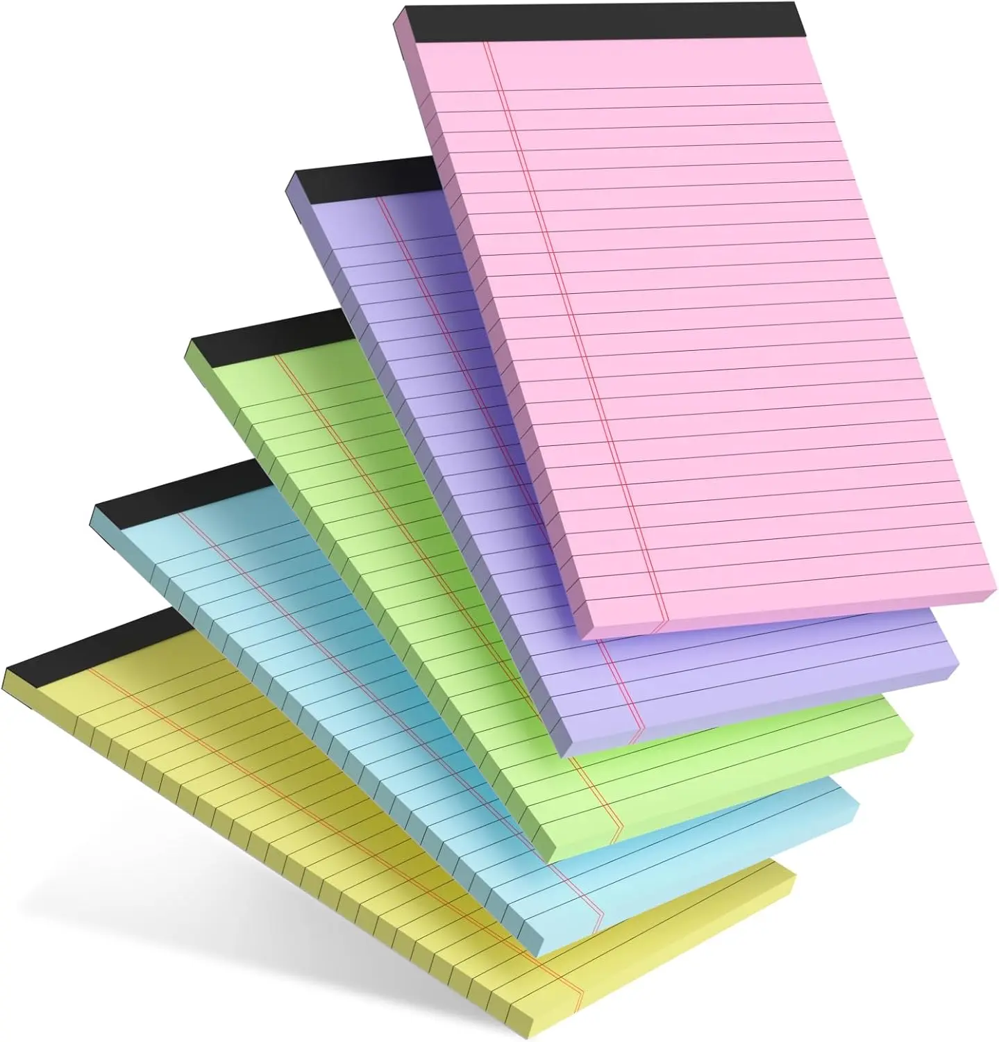5pcs Colored Note Pads 5x8 College Ruled Small Legal Pads Paper Notepads 5 Pack Study Back Writing Pads 5 x 8 Paper Pads Perforated Narrow Ruled Pads of Paper 30 Sheets/Pack