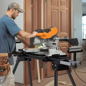 Universal Portable Miter Saw Stand, 440 lbs Heavy Duty Load Capacity with Folding Legs & 76-4/5'' Sliding Rail, Quick Install Table Saw Stand Compatible with Most Brands