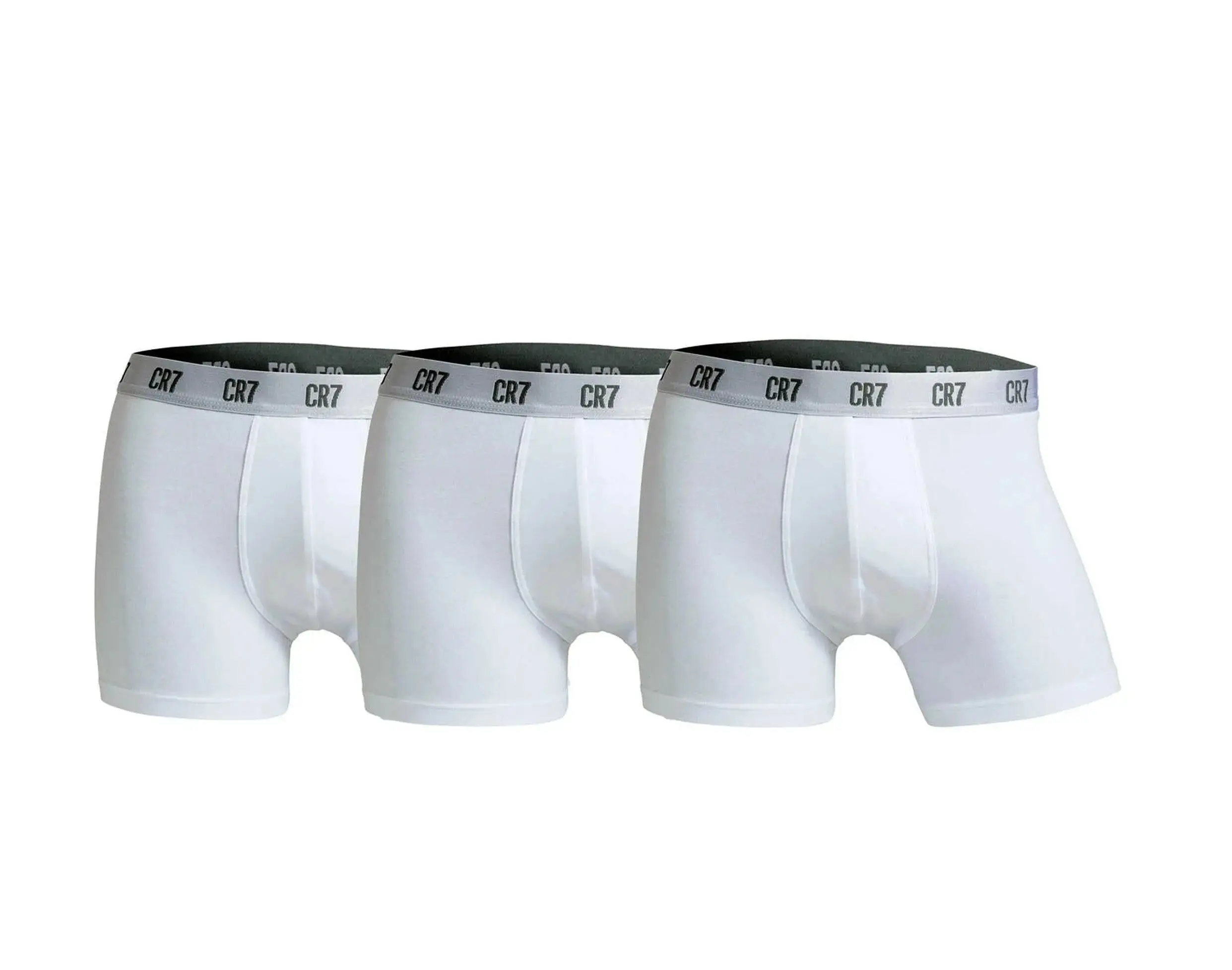 Cristiano Ronaldo CR7 Basic 3-Pack Trunk Boxer Briefs Underwear in White | Men's