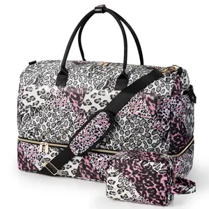 Wedama Weekender Travel Bag for Women, Large Waterproof Carry-On with Separate Shoe Compartment & Toiletry Pouch, Multi-Section Overnight Bag for Gym, Cruises, Camping, Getaways