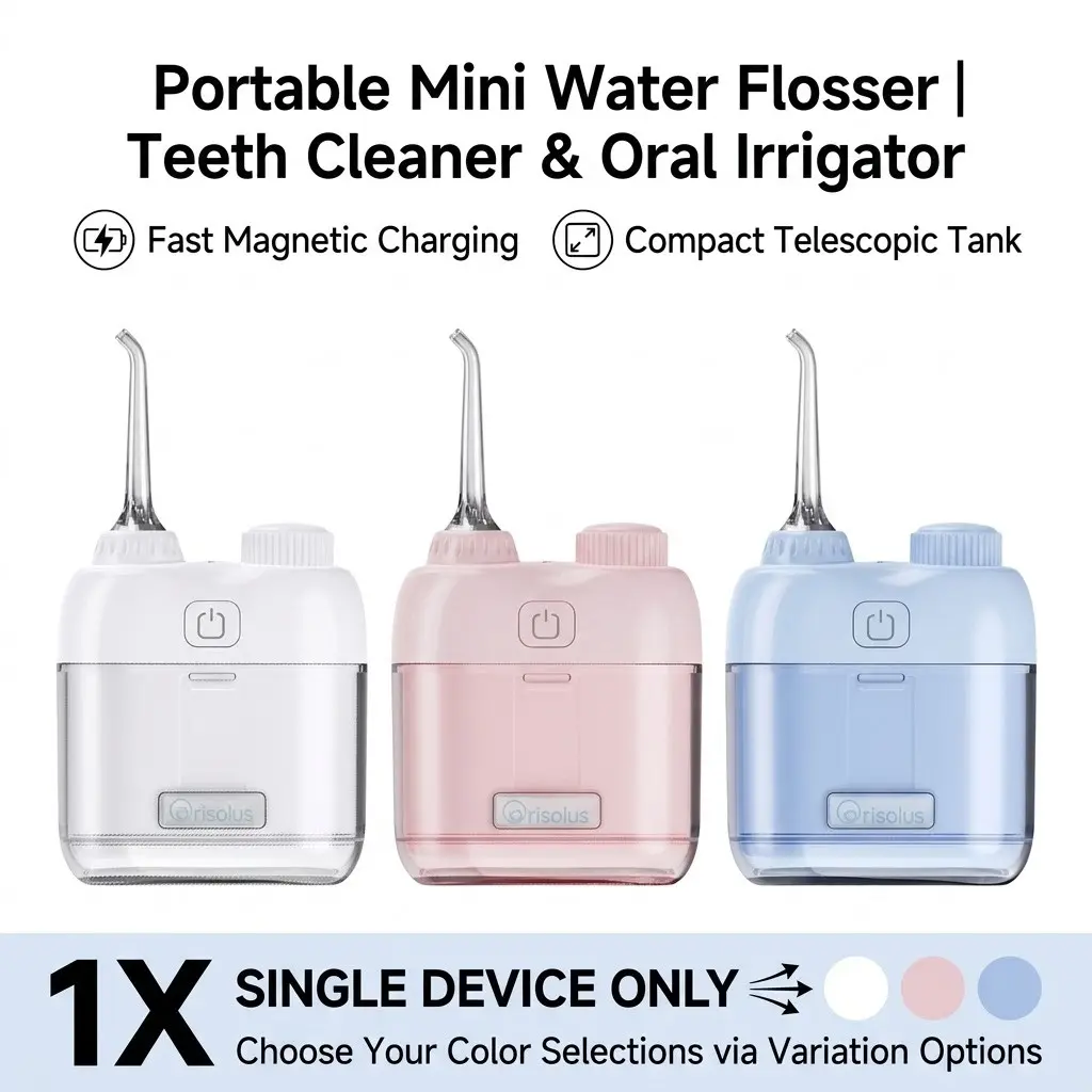 Portable Electric Water Flosser and Rechargeable Oral Irrigator, Pocket Size Deep Cleaning Dental Care Device, Teeth Cleaner, Travel Essential High-Quality Design, Cordless Water Flossers