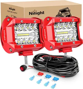 Nilight LED Light Bar 2PCS 60W 4Inch Triple Row Spot Flood Combo Lights w/Wiring Kit for Fog Light Driving Light Work Light on Off-Road Truck SUV ATV UTV