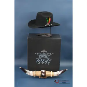 RDR Hats Classic Cowboy Hat - High Quality Black Adjustable Embroidered Hat with Unique Horns & Premium Caps - Stylish & Personalizable