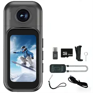 Mini Pocket Camera, Hands-Free POV with Magnetic & 360° Clips – 32GB Waterproof Wearable Body Cam for Cycling, Moto, Vlog, Pets , Touchscreen, 180° Rotating Lens, Charge & Record, Mount Anywhere, Gift for Boys, Girls, Teens – TikTok Must-Have!