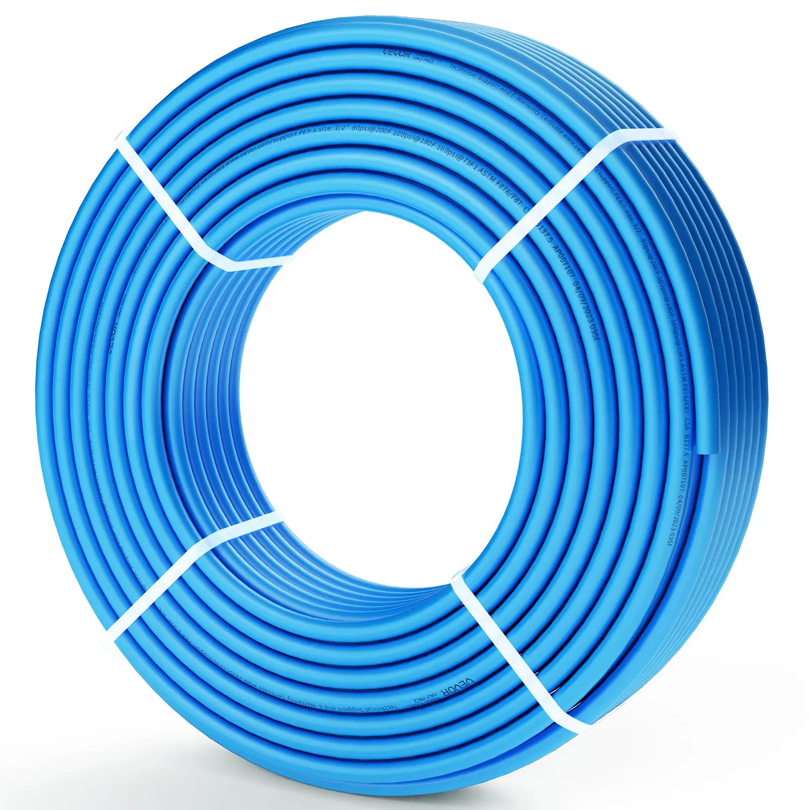 【Summerfinds】VEVOR PEX Pipe 1/2 Inch, 300 Feet Length PEX-B Flexible Pipe Tubing for Potable Water, Pex Water Lines for Hot/Cold Water & Easily Restore, Plumbing Applications with Free Cutter & Clamps ,Blue