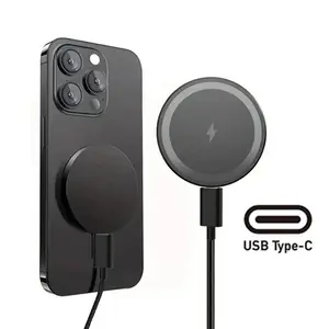 Portable Type C Magnetic Wireless Charger Pad Magnetic Charging Design For Smartphone Magsafe iPhone 17 16 15 14 13 12 Pro Max Magnet Fast Charging Phone Stand USB Fast Charge