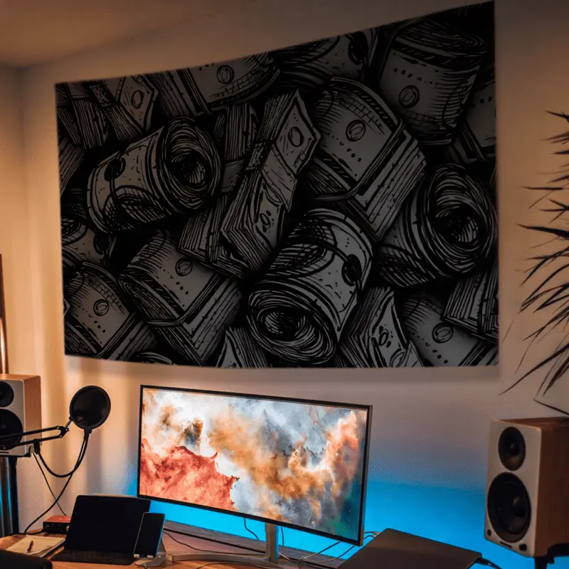 Darkness Money Cool Tapestry Aesthetic Wall Hanging Decor, Men Cave, Perfect for Home Party, Festival Gifts, Indoor & Outdoor Decor Decoration Cotton Decorating Decorative Lightweight Linen