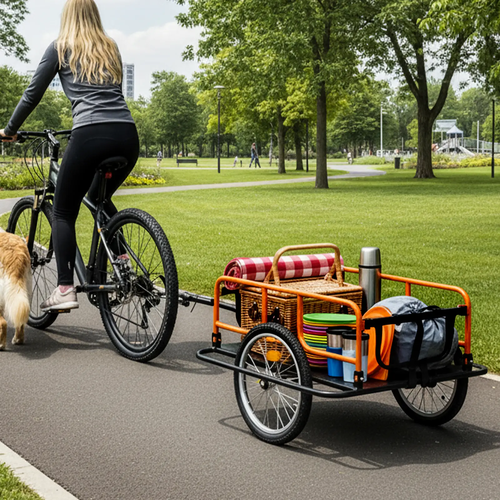 Sekam Heavy-Duty Bike Cargo Trailer - Collapsible Folding Wagon with Universal Hitch, 198 lbs Load Capacity for Cycling, Groceries, Bicycle Accessories, Foldable, Outdoor, Cargo Carrier