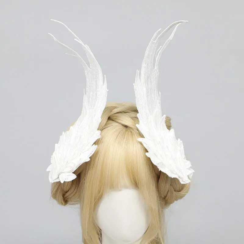 Christmas halloween  Lolita Feather Angel Wings Design Hair Hoop, Cute Hair Hoop for Women & Girls, Fashion Hair Accessories for Party, Daily Clothing Decor, Zigzag Headband, Headbands Women