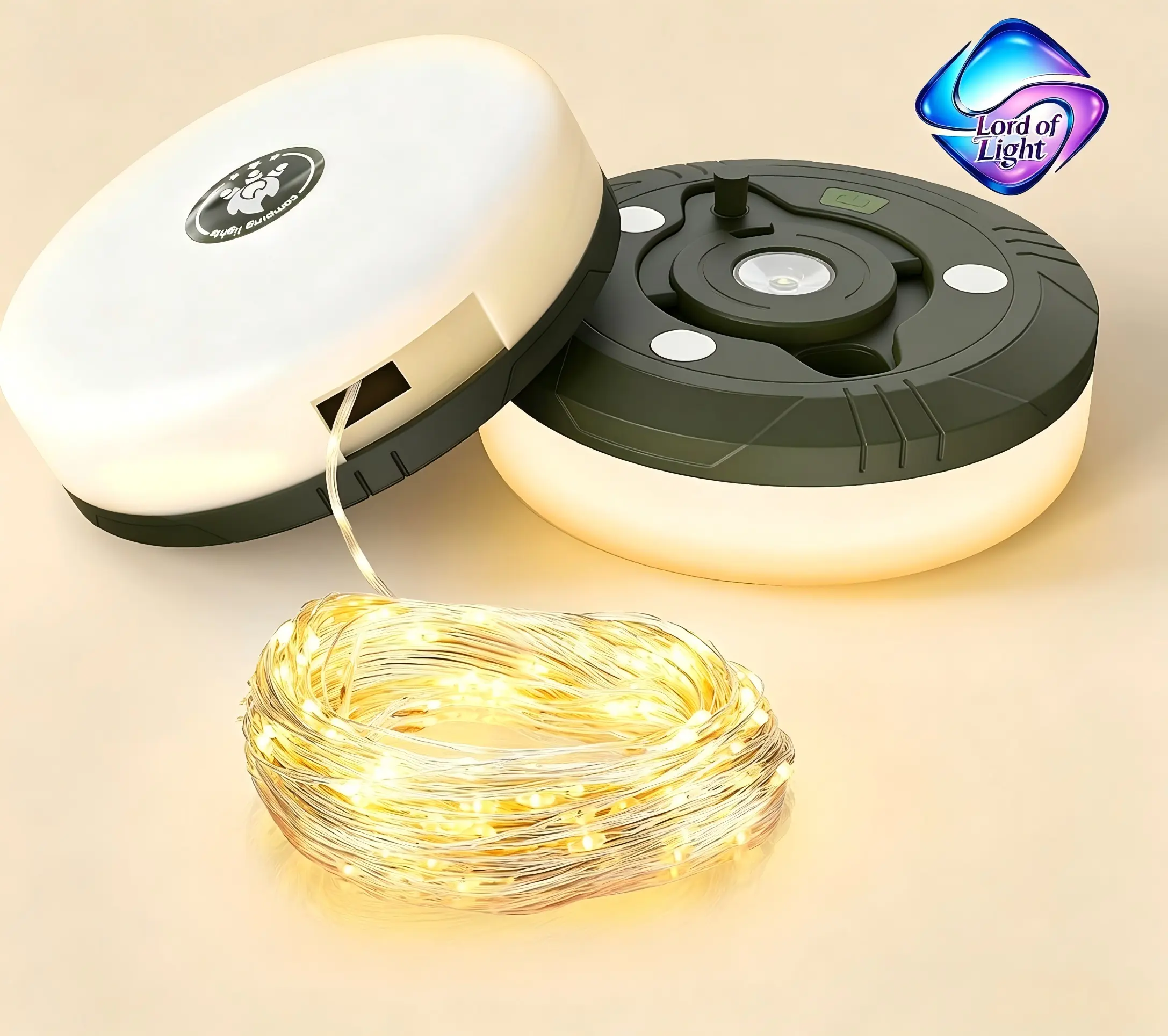 4-in-1 Portable Camping Light with 10m Color-Changing Fairy Lights, 8 Lighting Modes, Waterproof IPX4, Rechargeable Type-C Charging, Ideal for Camping & Hiking