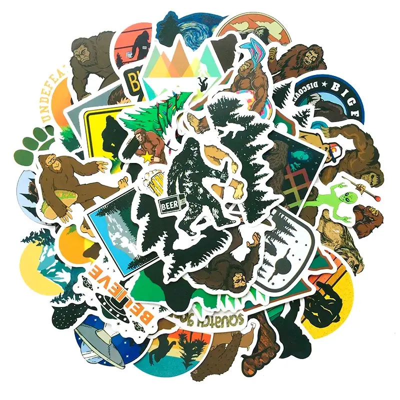 50 pack funny Bigfoot Sasquatch sticker set waterproof