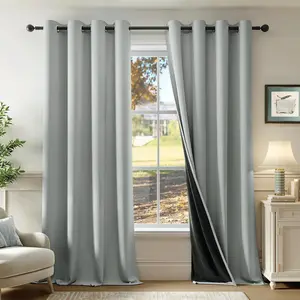 Optional Lightweight Blackout Curtains, Window Curtain, 100% Blackout Curtains with Metal Grommet Rings, Living Room Bedroom Curtains