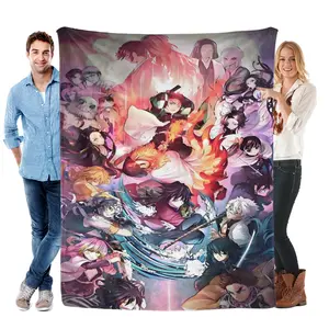 Anime Demon Slayer Flannel Blanket Soft Warm Throw for Sofa Bed Travel Camping Office Chair Lightweight Cozy Gift for Home Use Comfortable Funny Throw Blanket