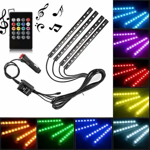 Car LED Lights, Car Interior Lights with Remote Control, Auto RGB 48 LED Lights with DIY Mode and Music Mode,LED Light Strip Interior Atmosphere Neon Lamp Remote Control For Cars