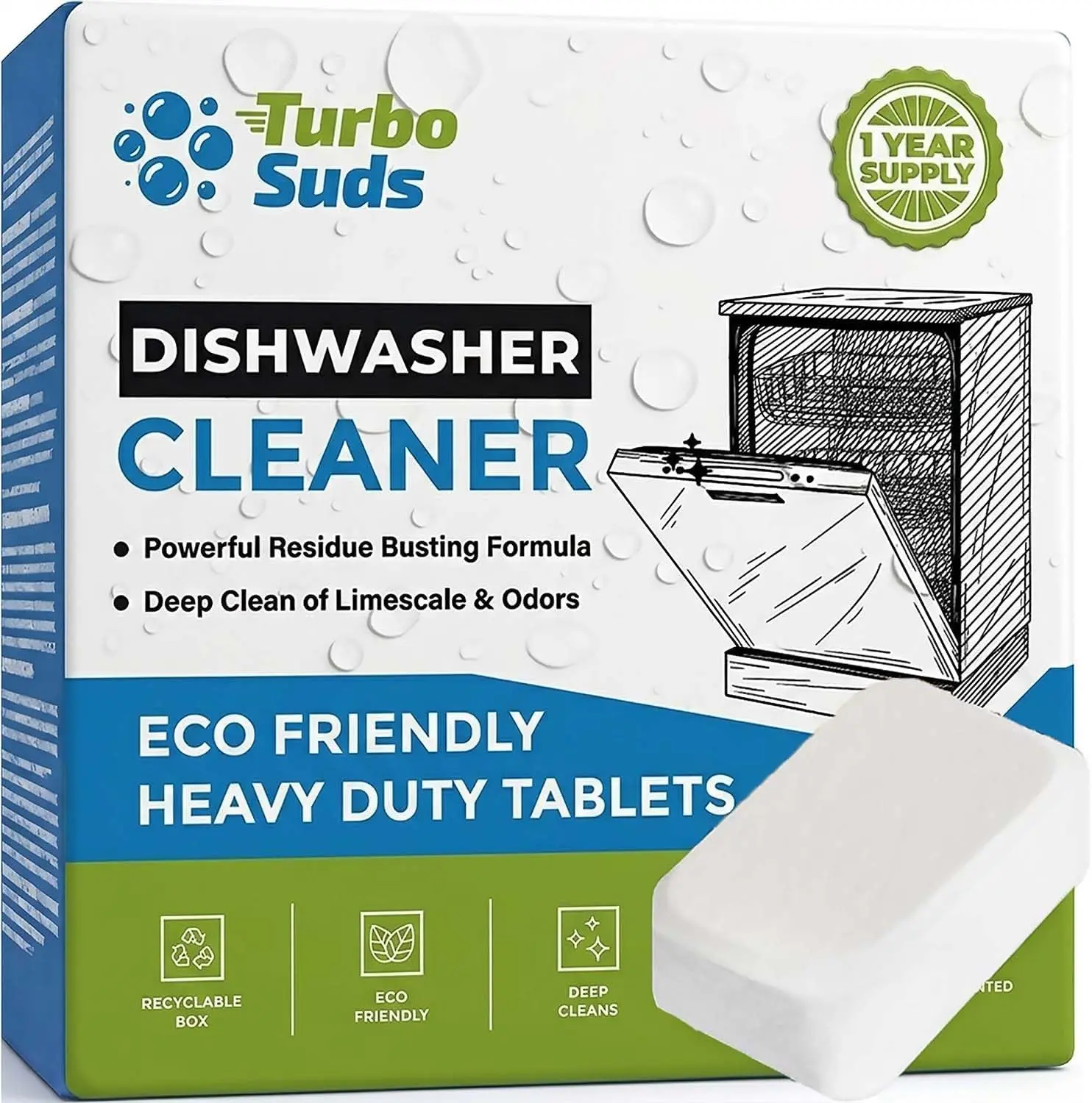 Dishwasher Cleaner and Deodorizer XL Tablets – Heavy-Duty Descaler & Odor Remover for Hard Water, Removes Spots & Residue, Enhance Drying & Shine, 12 Pack (1 Year Supply)