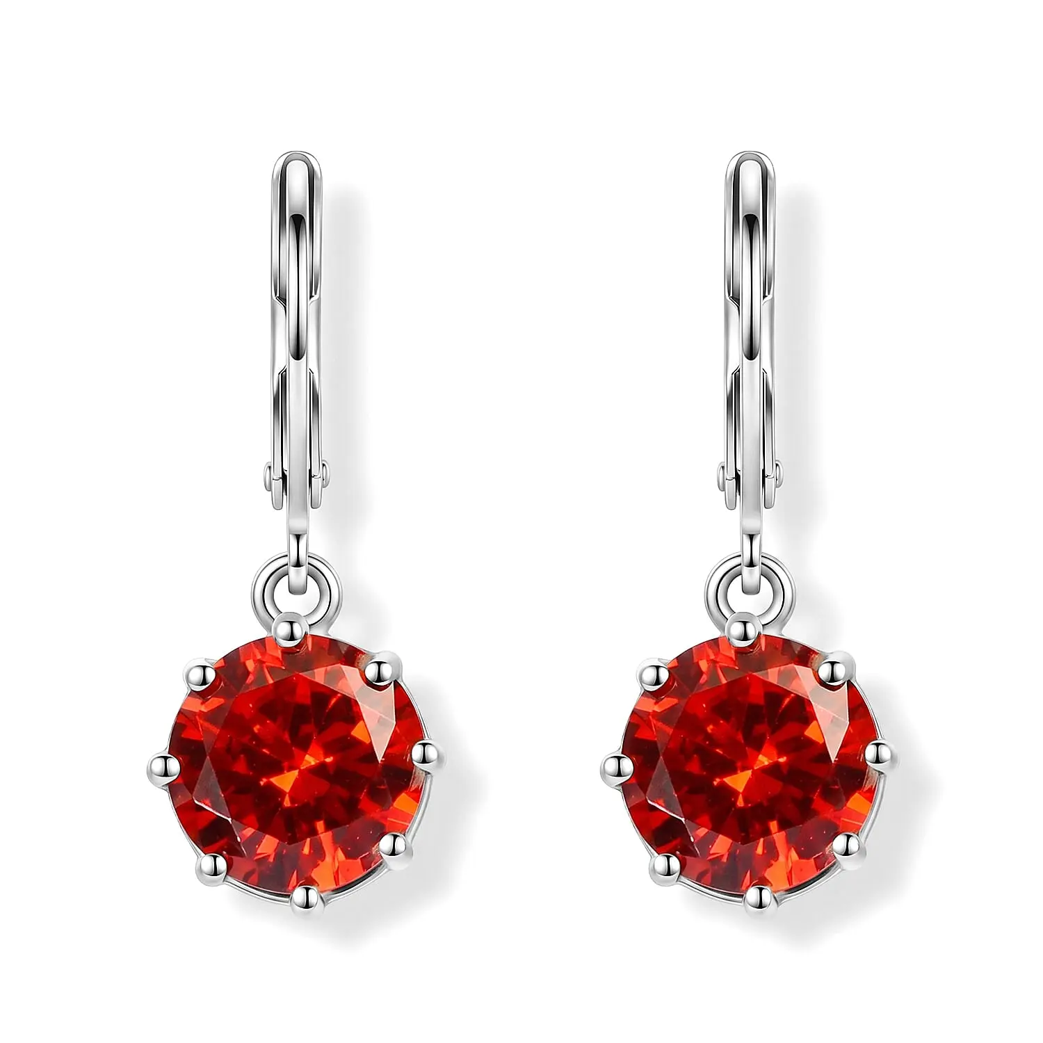 EverTrue Simulated Orange Diamond Lever Back Earrings in Stainless Steel