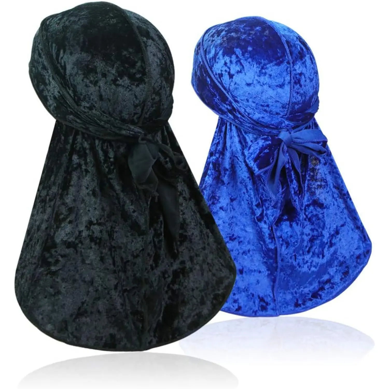 2 Pack Velvet Durag Premium Soft Headwear Long Tail for 360 Waves