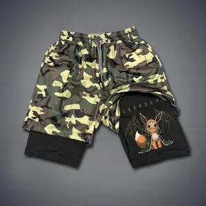 Sleep Token Band Summer Unisex Jorts Outfit Graphic Shorts Camouflage And Solid Colors Double-Layer Sports Shorts With Elastic Waistband & Drawcord For Comfortable Wear