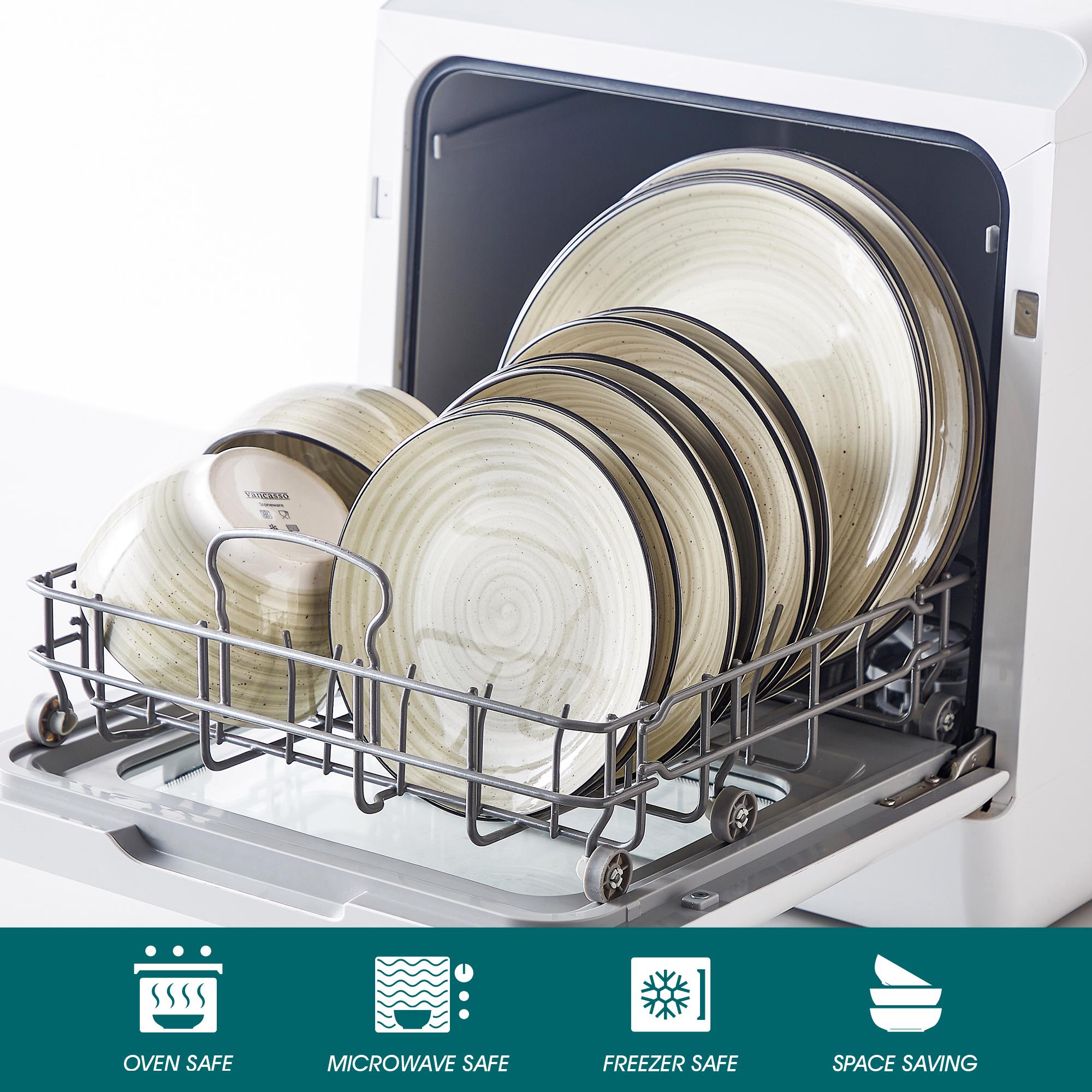 vancasso 24/48 Piece Beige Plates Dinner Sets Ceramic Dinnerware Sets Handpainted Spiral With 6 Dinner Plate/Dessert/Soup/Bowl vancasso 24/48 Piece Beige Plates Dinner Sets Ceramic Dinnerware Sets Handpainted Spiral With 6 Dinner Plate/Dessert/Soup/Bowl