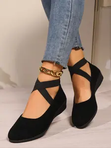 Women's Closed Wedge High Heel Shoes, Faux Suede Upper, Comfortable Round Toe Design, Ideal for Elegant Nights & Casual Days
