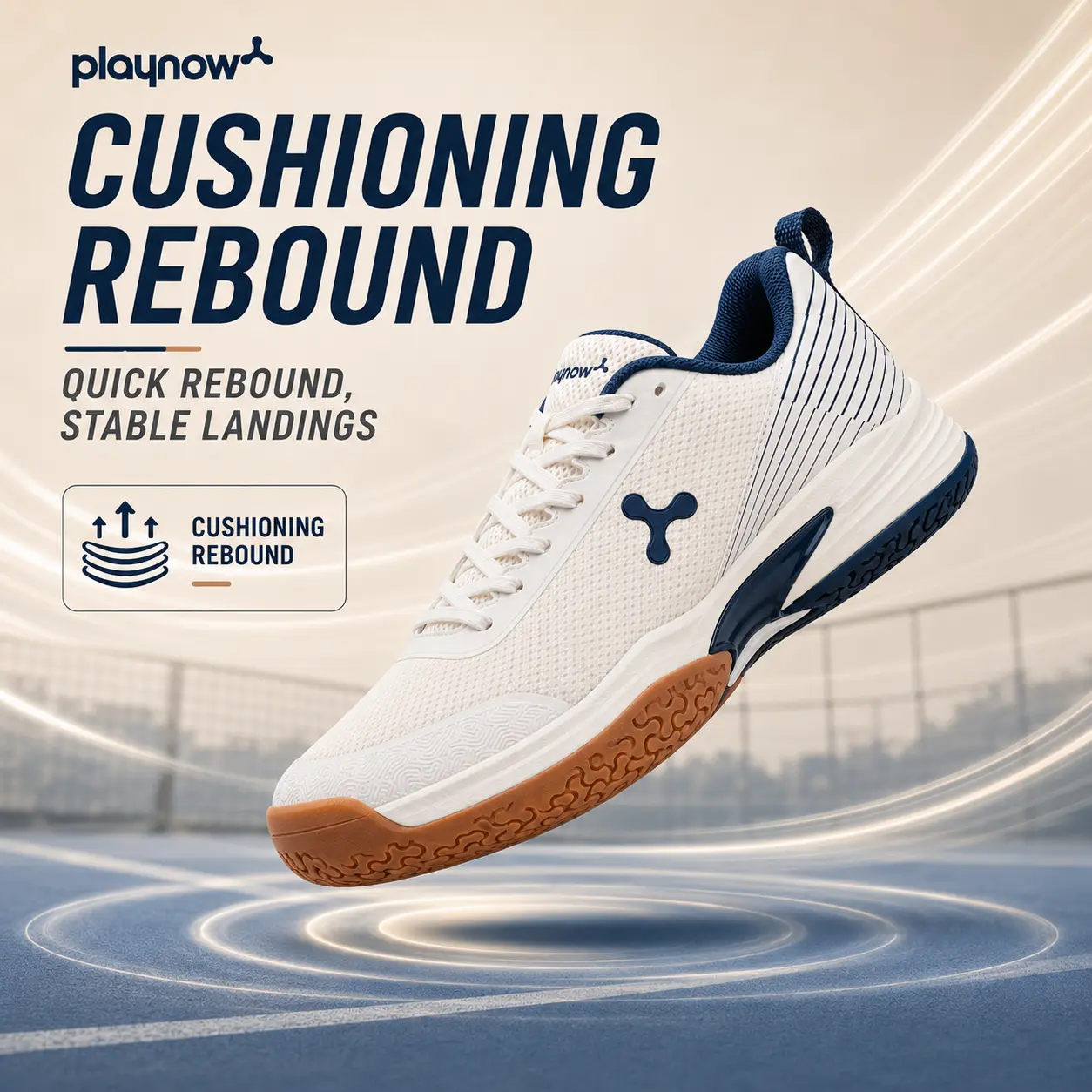 PLAYNOW Unisex Pickleball Court Shoes, Lightweight Breathable Mesh Sneakers with a Slip-Resistant Gum Rubber Sole and Lateral Support for Tennis, Squash & Indoor Sports, Laces, Nylon, Stable Heel Lock, Court Sports, Slip-Resist., Dual-Tone Sole