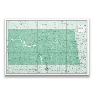 Push Pin North Dakota Map (Pin Board) - Green Color Splash