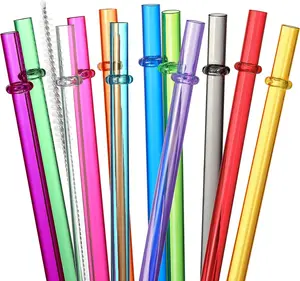 24PCS Reusable Hard Plastic Straws with Cleaning Brushes, 10.5 Inch BPA Free Colorful Drinking Straws for Tumblers Cups & Jars