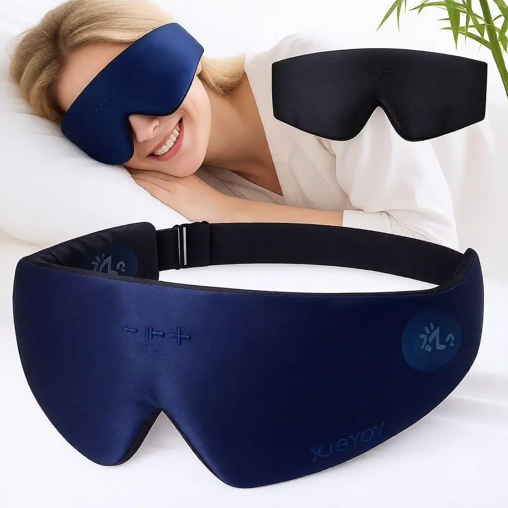 Silky Bluetooth Sleep Headphones Eye Mask - 99% Blackout, Bluetooth 5.4, HD Speakers, 13-Hour Playtime for Travel, Gift-Giving (Beauty & Personal Care, Eye Care Sleep Mask)