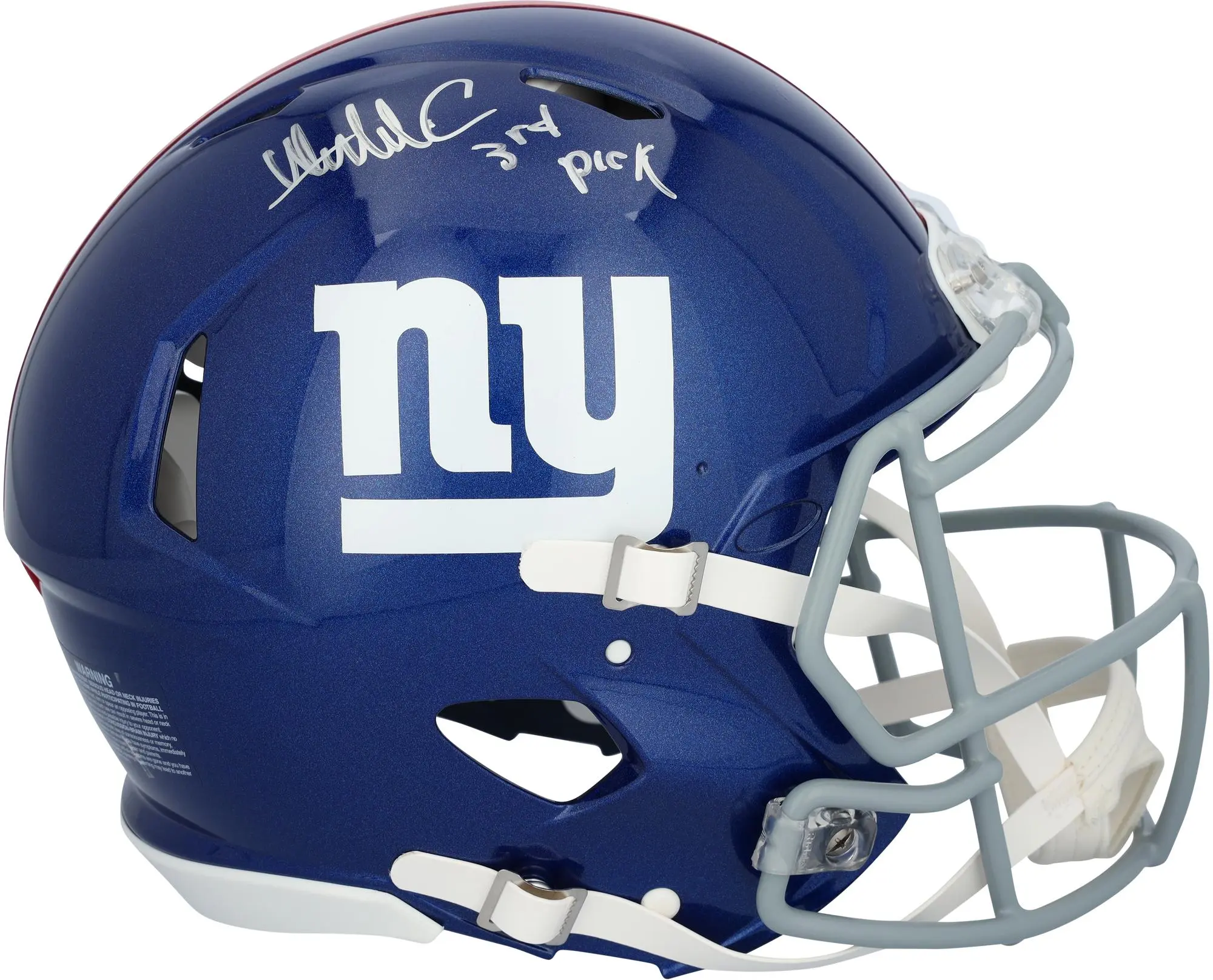 Abdul Carter New York Giants Autographed Riddell Speed Authentic Helmet with "3rd Pick" Inscription - Fanatics Authentic Certified