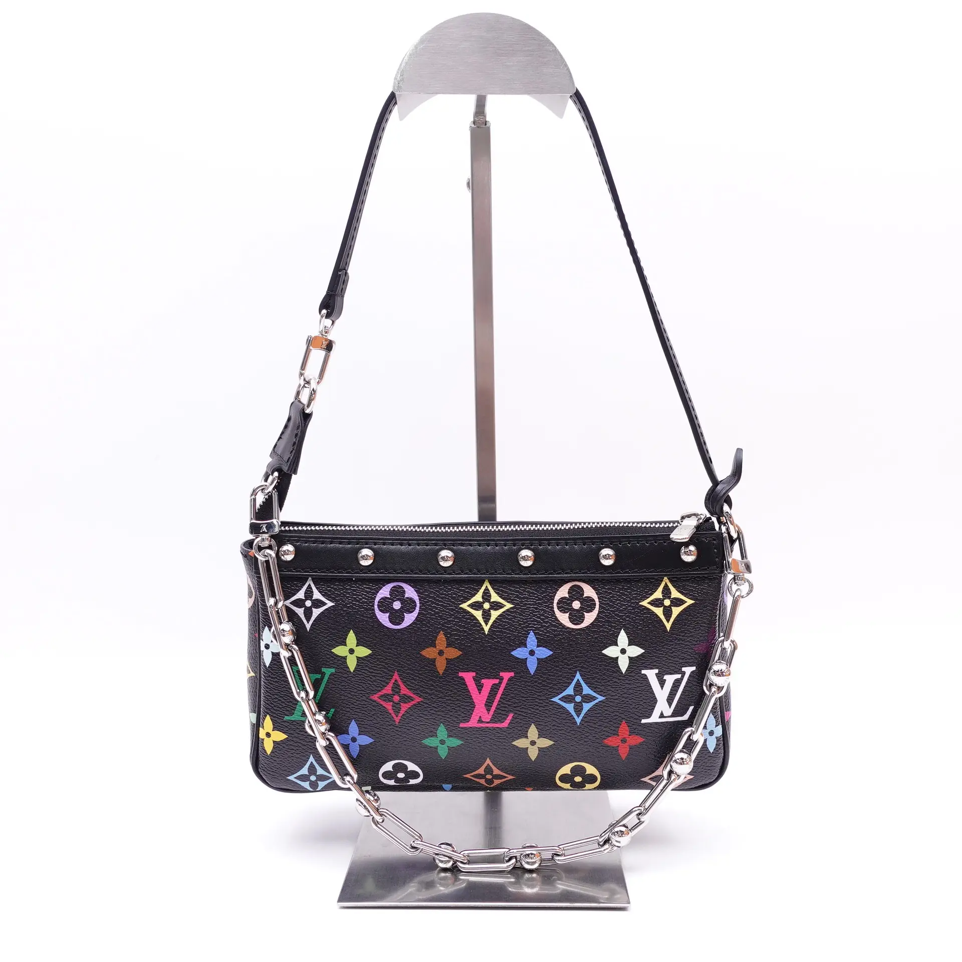 Pre-owned Louis Vuitton Coated Canvas Clutches & Wristlets Pochette Accesories Murakami Black Wristlet T10401452