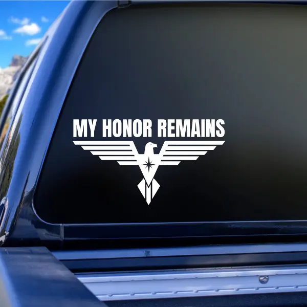 Red Rising “My Honor Remains” Vinyl Car Decal – Eagle Sigil Inspired by House Bellona – Fantasy Bookish Sticker for Howlers & Sci-Fi Readers – Car Window Laptop Tumbler Gift