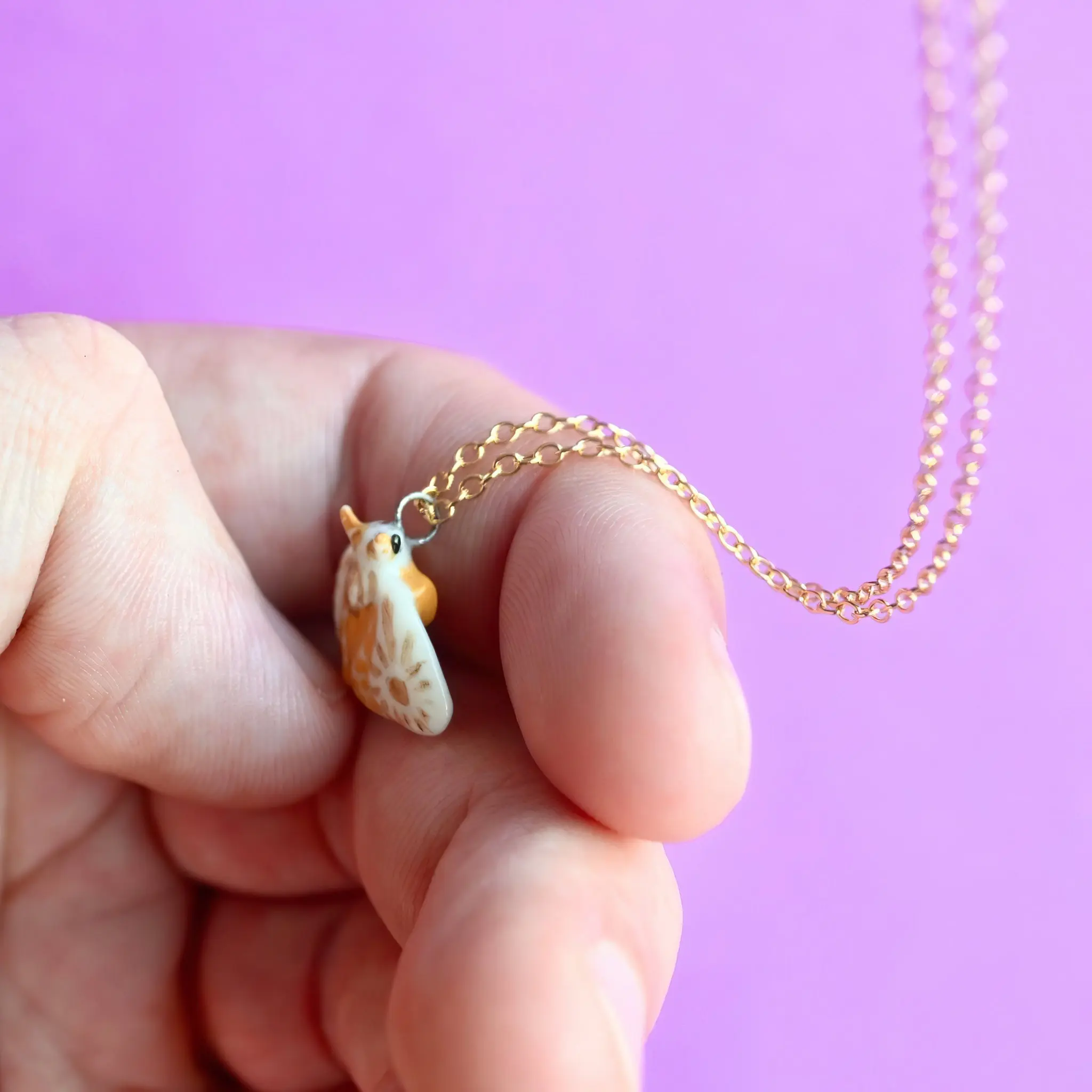 Sunbeam Moth Necklace | Camp Hollow Ceramic Animal Jewelry | Porcelain Pendant