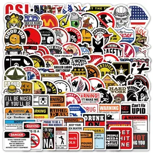 98pcs Hard Hat Industrial Warning Stickers Pack, Waterproof Funny Work Safety Warning Hardhat Toolbox Decals for Laptop, Water Bottle, Toolbox & Scrapbook, Blue Collar Worker Gift