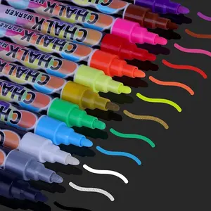 12 Colors Liquid Erasable Chalk Markers Pens Washable & Wet Erase Neon Markers for Blackboard Chalkboard Signs Glass Window Graduation Celebration School Kids Art for Cars
