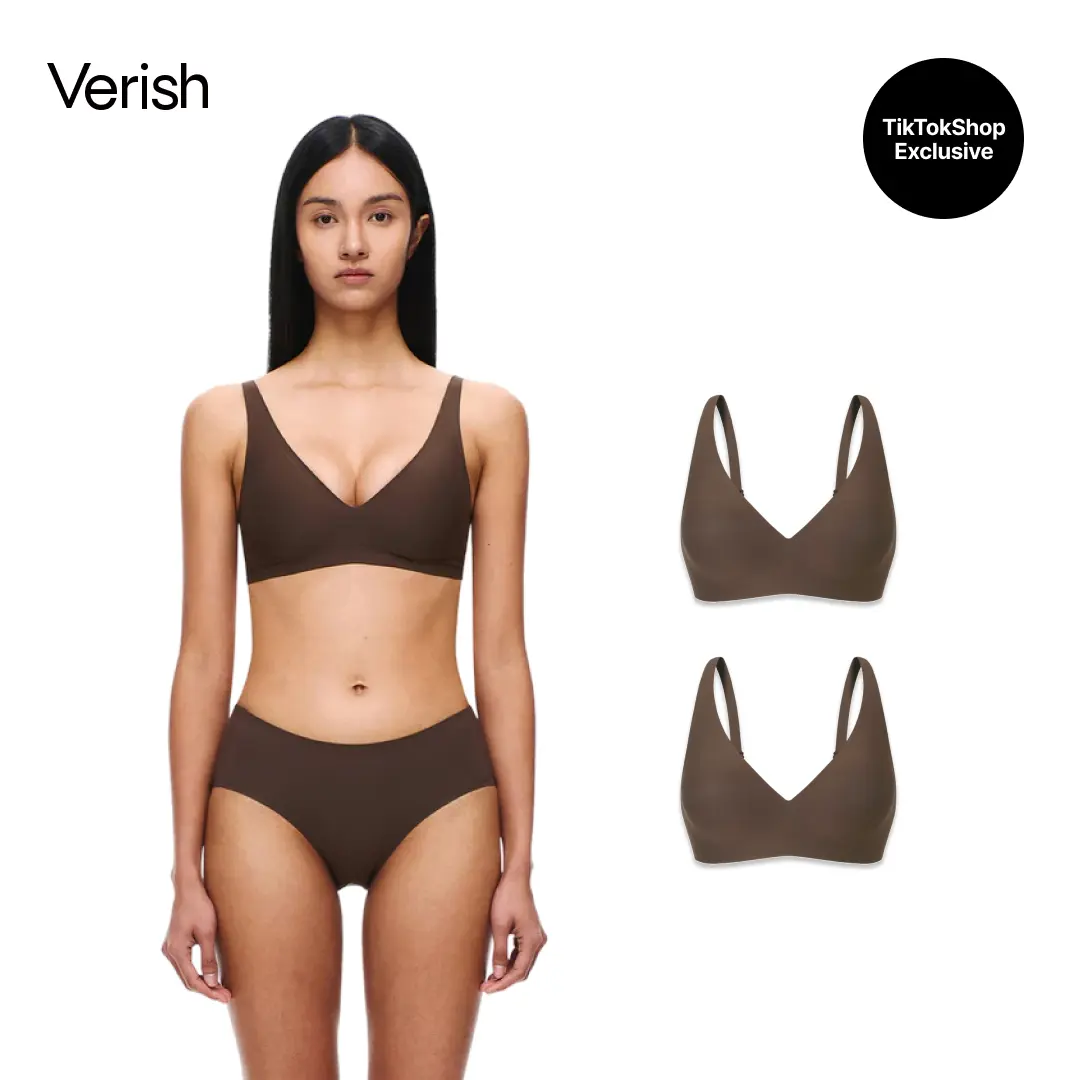 [VERISH] Cool Fit Bra Signature (2-PACK BUNDLE) - SIZE UP RECOMMENDED - Seamless Wireless Everyday Bra for Women - Cooling Moisture-Wicking Fabric Fixed Padding Smooth Finish