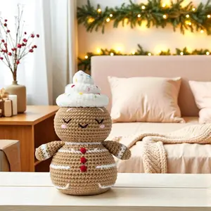 YarnBloom - Crochet Gingerbread Plush, Handmade Amigurumi Christmas Toy, Cute Holiday Decor, Soft Yarn Doll, Cozy Winter Gift For Kids