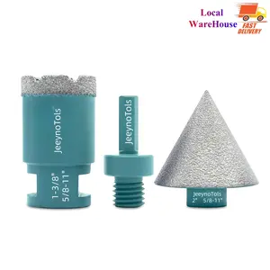 3pcs Diamond Core Drill Bit Set 1-3/8"-  Hole Saw & 2"(50mm) Beveling Chamfer Bit and Triangle Shank Adapter for Drilling Shaping Porcelain Ceramic azulejo tile  drill guide jig magnetic wheel disc Masonry Drill metal   tablesaw Tool Accessories Cutting