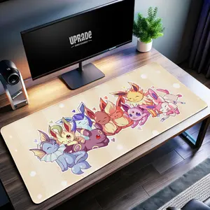 All Eevee Evolutions Desk Mat - Cute Pokémon Family Gaming Pad, Perfect for Collectors