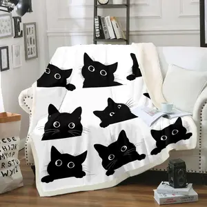Cat Fuzzy Blanket,Cute Pet Cats Adult Fleece Throw Blanket,Kawaii Kitten Plush Blanket and Throws,Super Soft Cozy Animal Sherpa Blanket