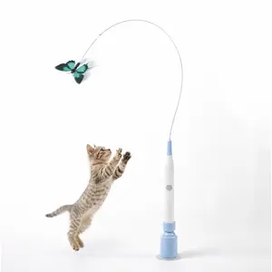 Potaroma Spinning Butterfly Cat Toy Wand – Rechargeable Electric Touch-Activated Interactive Cat Teaser with Suction Cup, Self-Play & Handheld Modes, Durable Automatic Play for Indoor Kittens & Cats Kitty