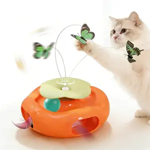 Smart Interactive 3-in-1 Cat Toy, Automatic Spinning Feather & Ball Toy for Indoor Cats, Keeps Cats Busy & Reduces Boredom
