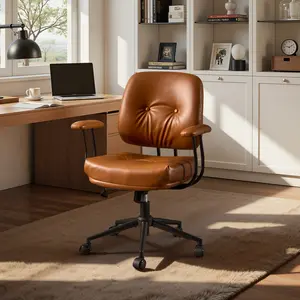 XIZZI Home Office Chair with Suede Fabric & PU Fabric, Comfy Executive Computer Armchair, Lumbar Support Desk Chair with MCM Style, Rolling Swivel Task Chair Task Chair Height Adjustable with Armrests outdoorfun